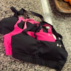 THREE UA sports bras BUNDLE size small.
